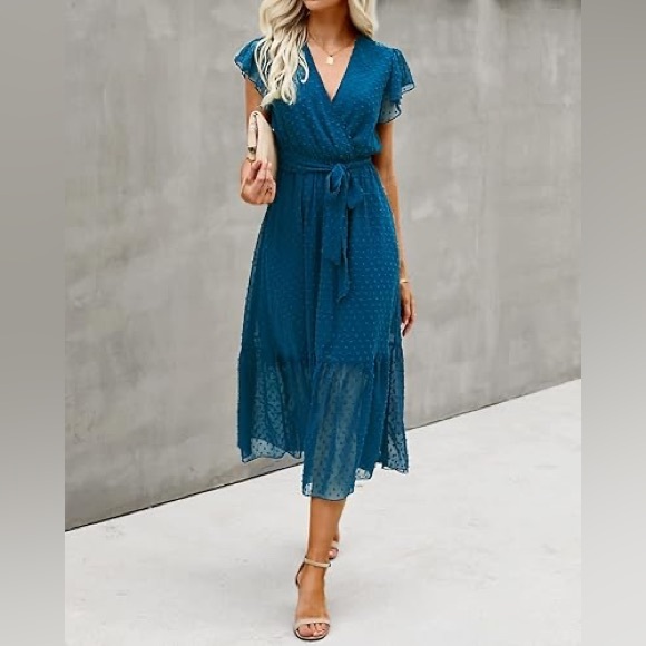 BTFBM Ruffle Boho Midi Length Dress Size Medium - Picture 1 of 7